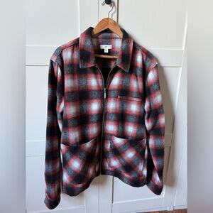 BP Plaid Zip-Up Wool Barn Jacket (Large)